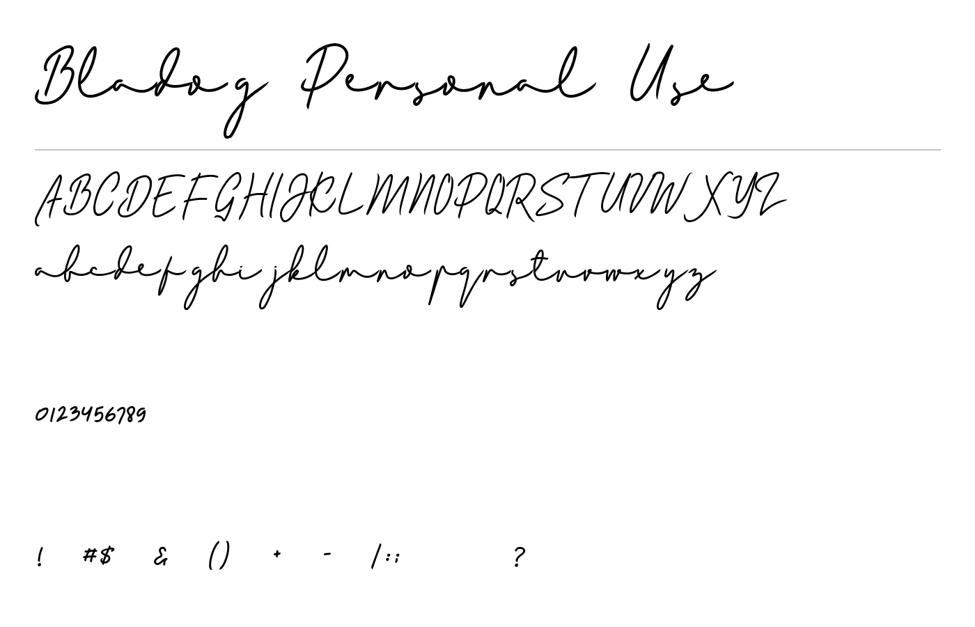 Bladog Personal Use Font preview