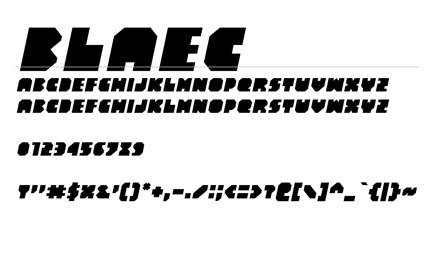 Blaec Font preview