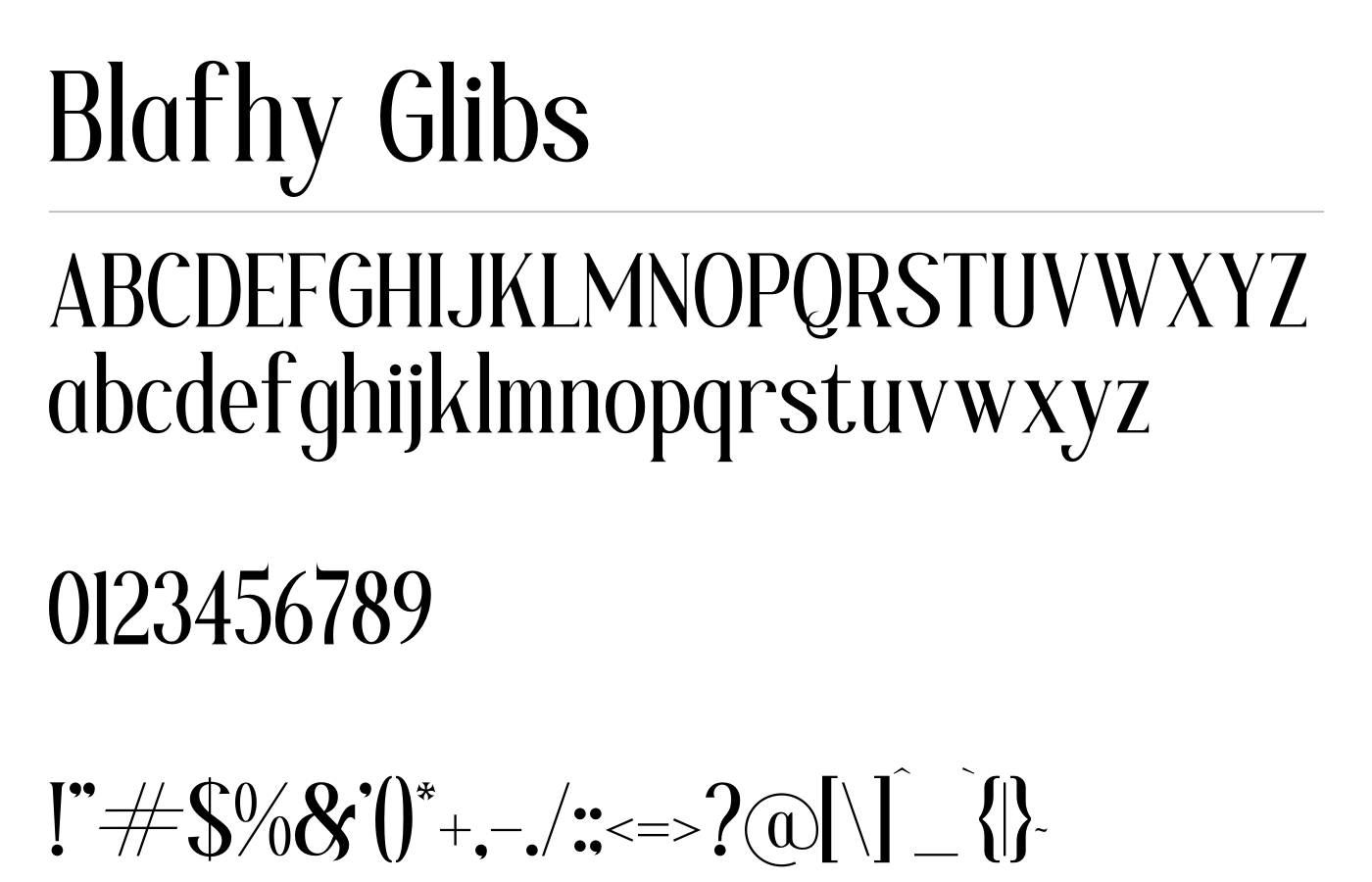 Blafhy Glibs Font preview