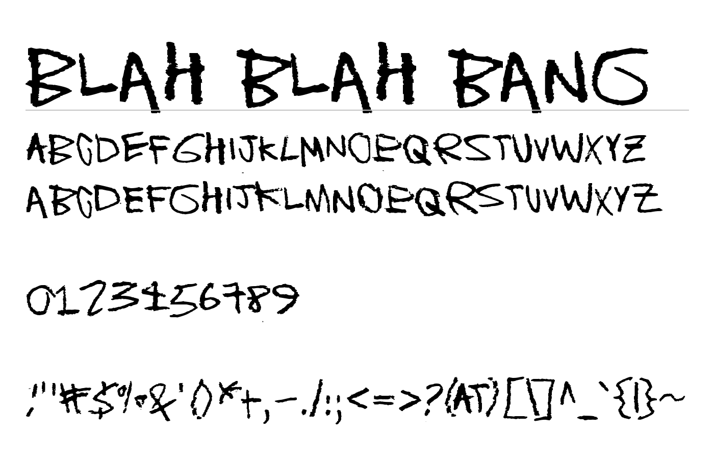 Blah blah bang Font preview