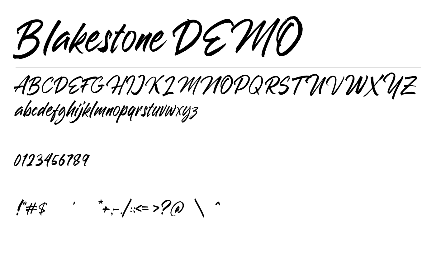 Blakestone DEMO Font preview