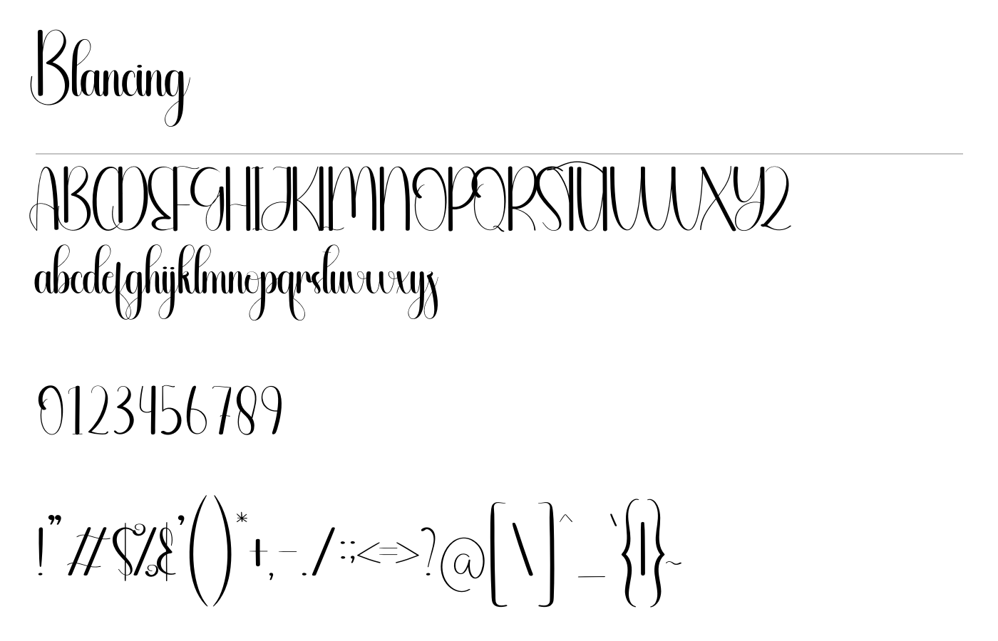 Blancing Font preview