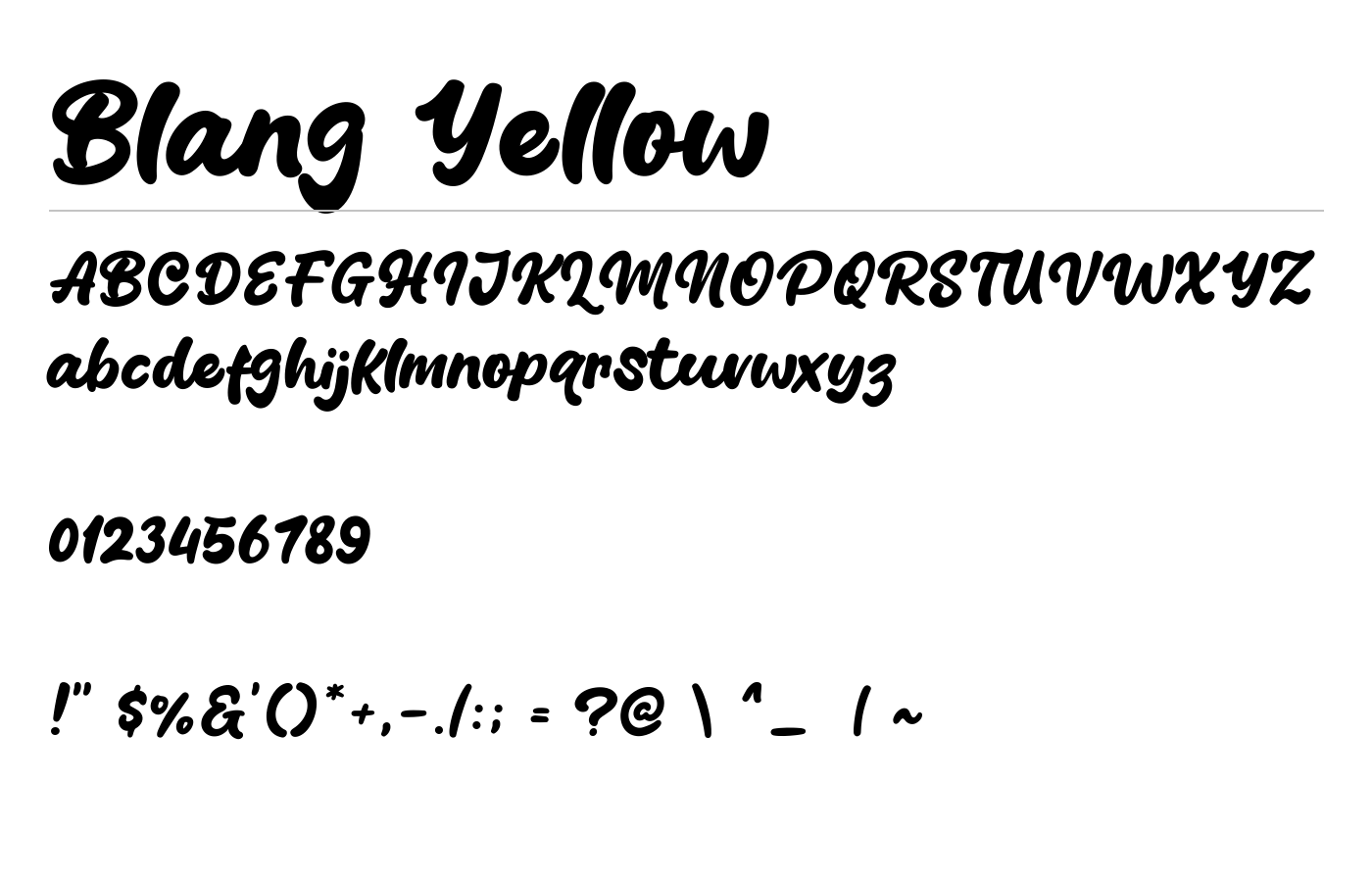 Blang Yellow Font preview