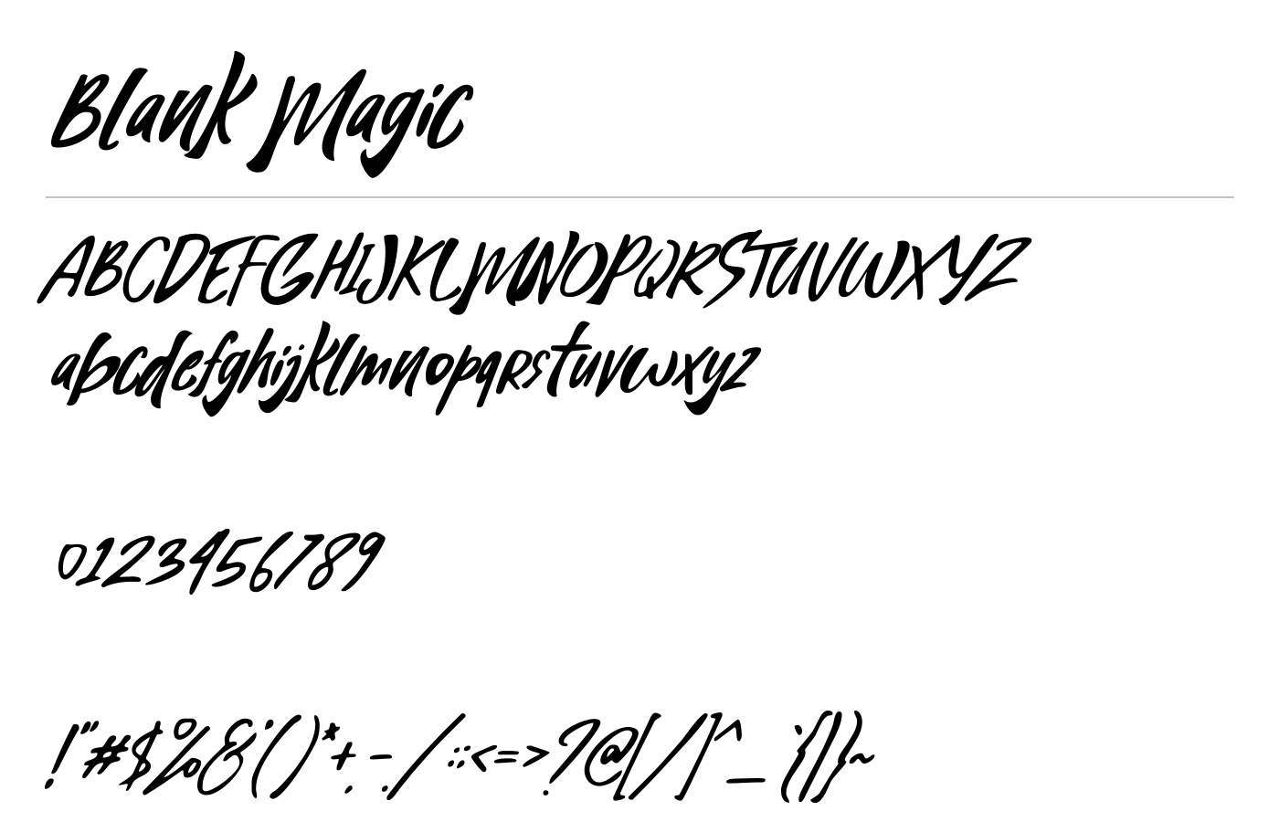Blank Magic Font preview