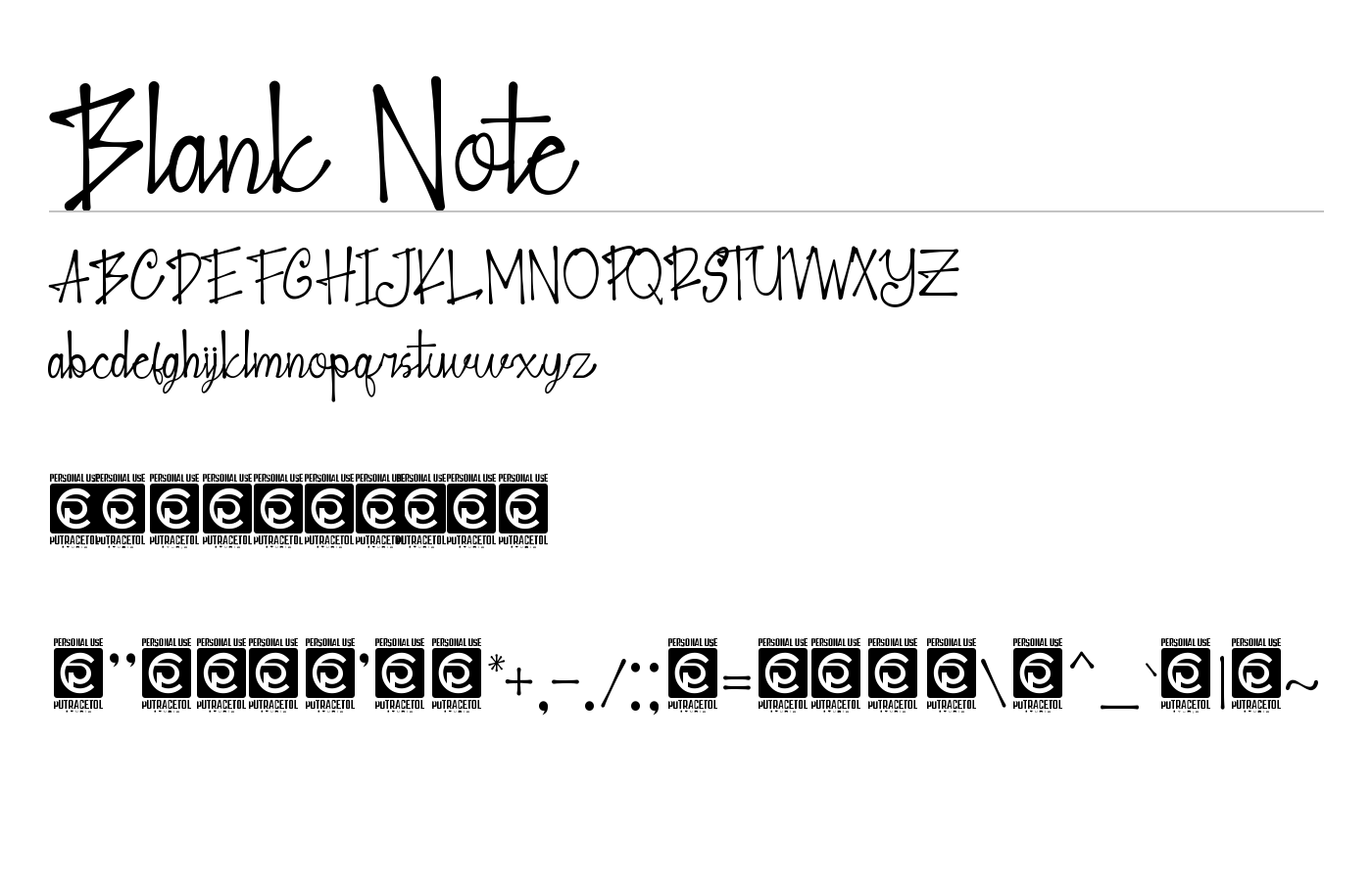 Blank Note Font preview