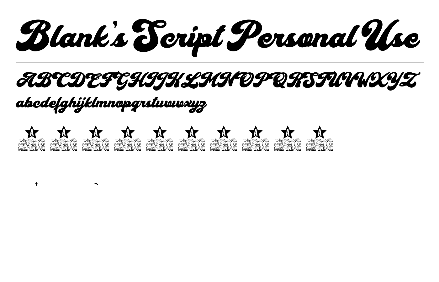 Blank's Script Personal Use Font preview