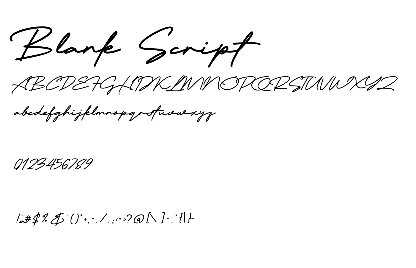 Blank Script Font preview