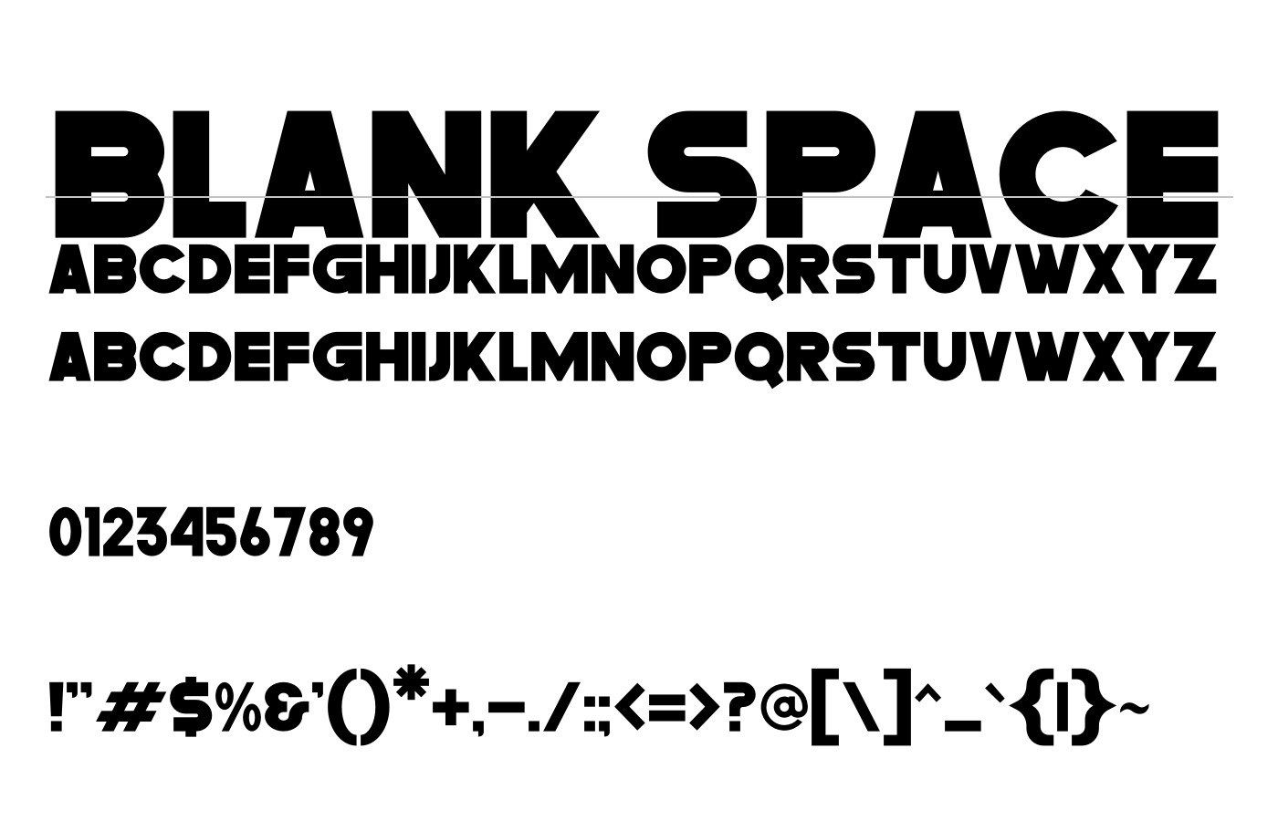 BLANK SPACE Font preview