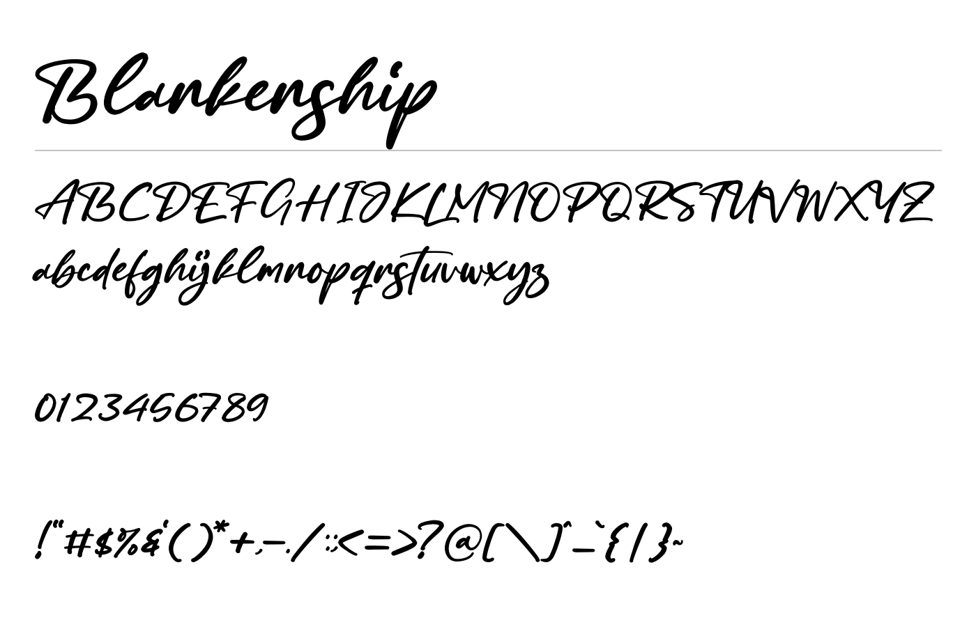 Blankenship Font preview