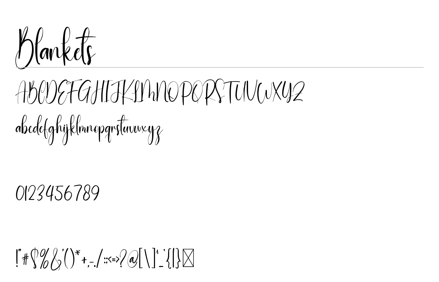 Blankets Font preview