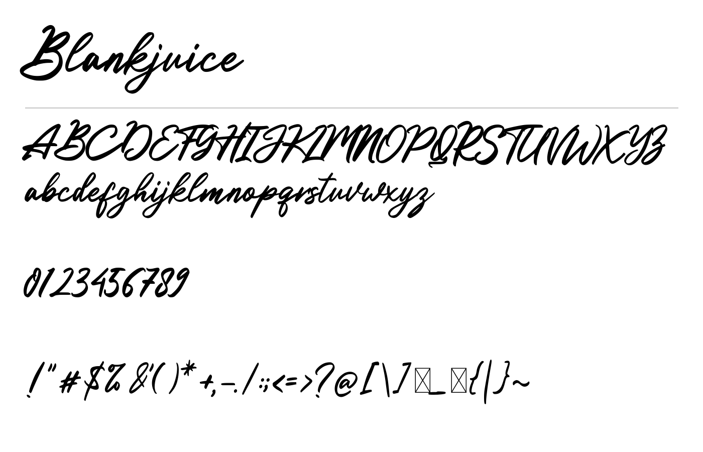 Blankjuice Font preview