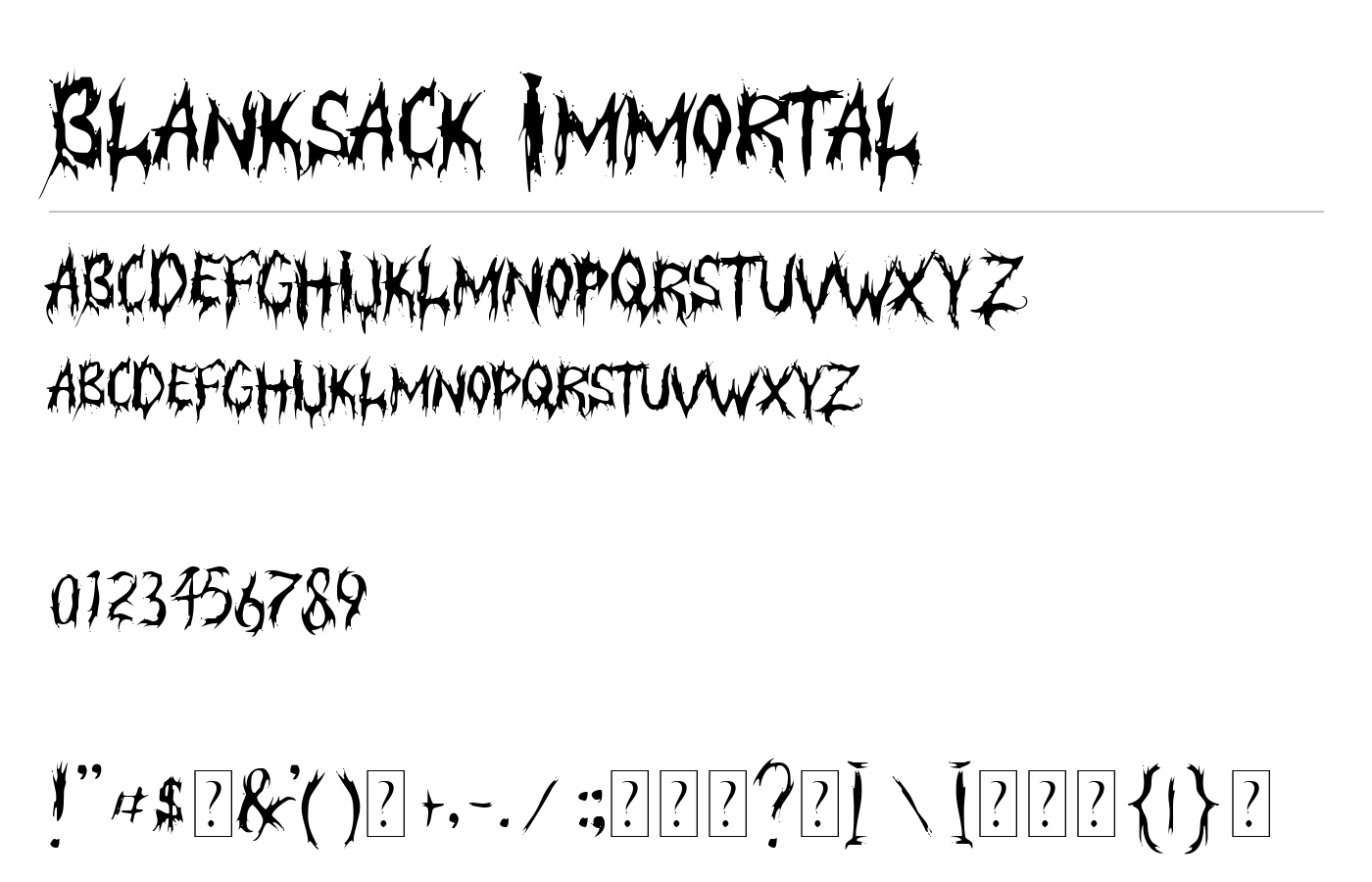 Blanksack Immortal Font preview