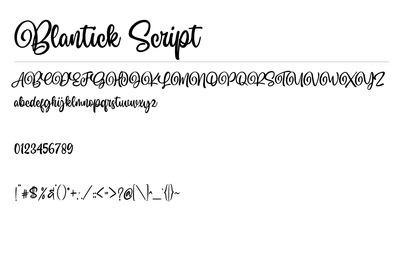 Blantick Script Font preview