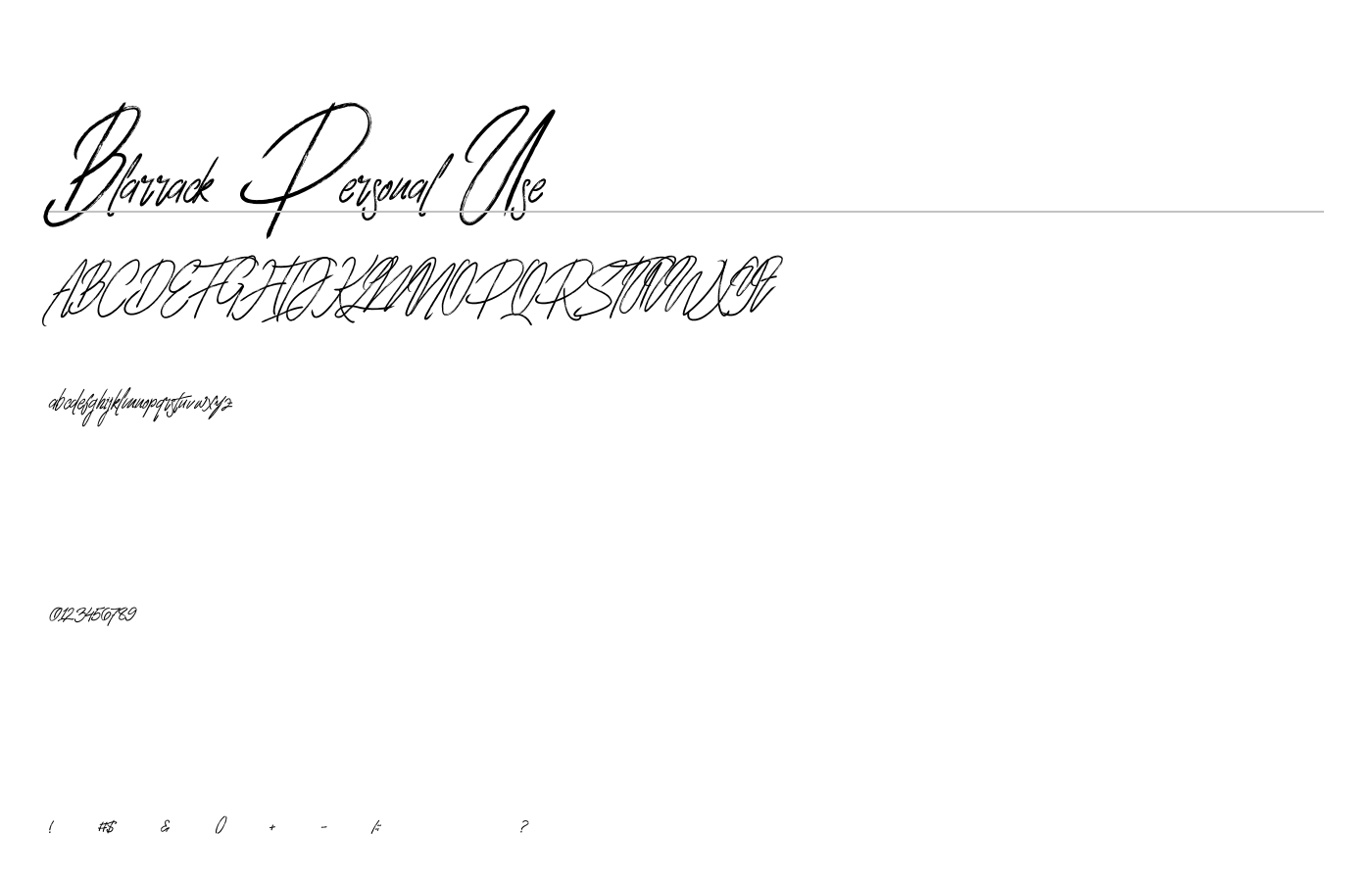 Blarrack Personal Use Font preview