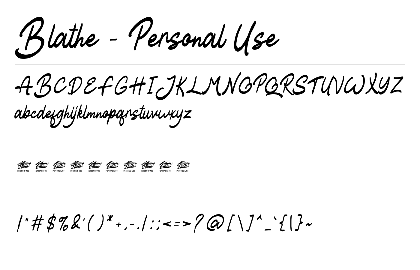 Blathe - Personal Use Font preview
