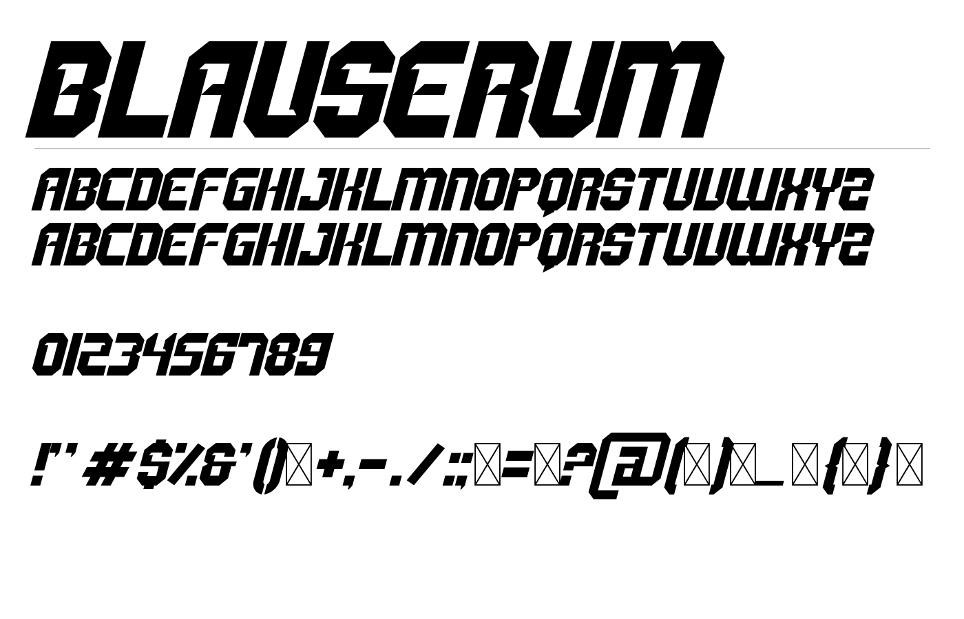 BLAUSERUM Font preview