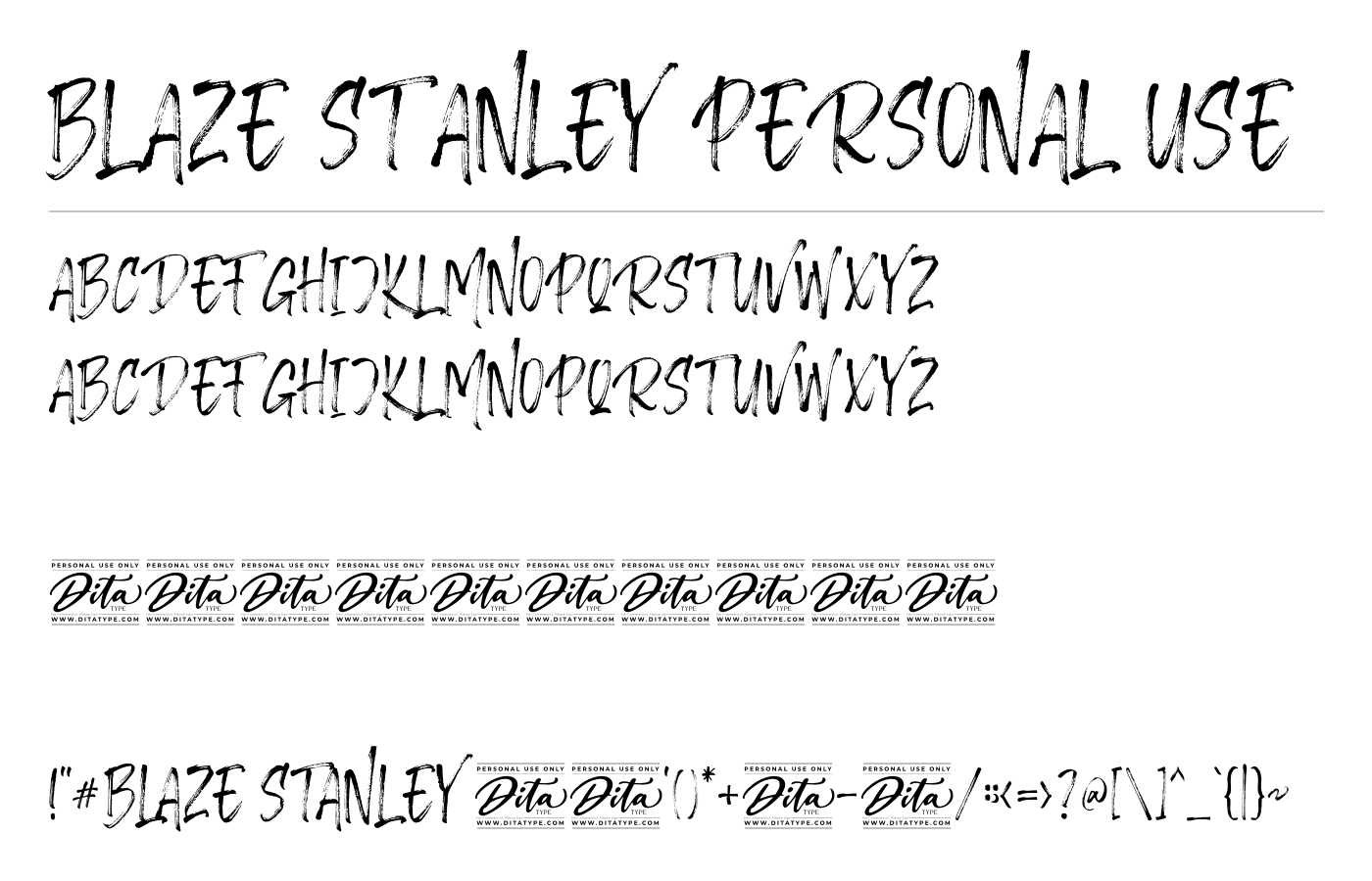 Blaze Stanley Personal Use Font preview