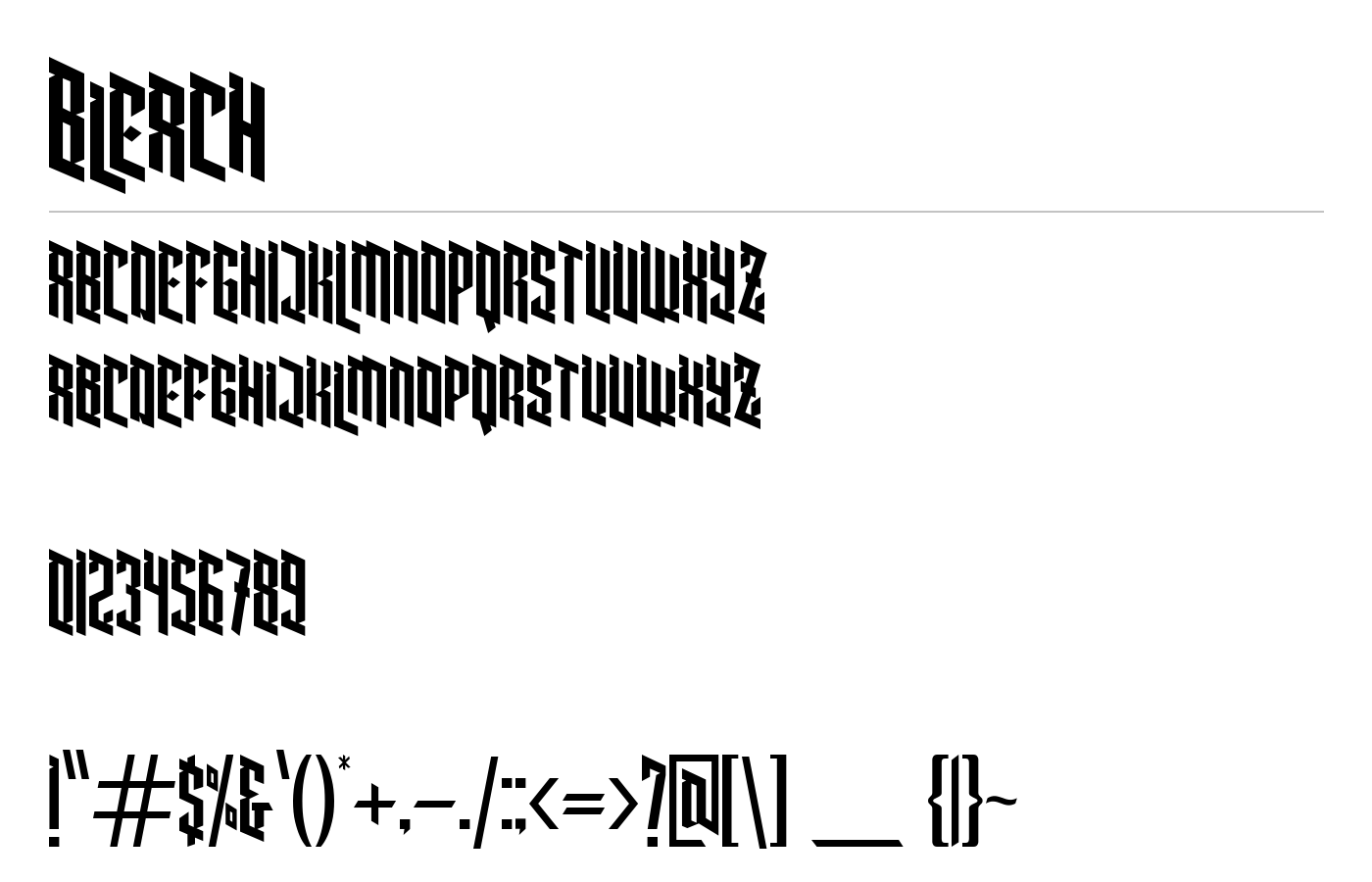 Bleach Font preview