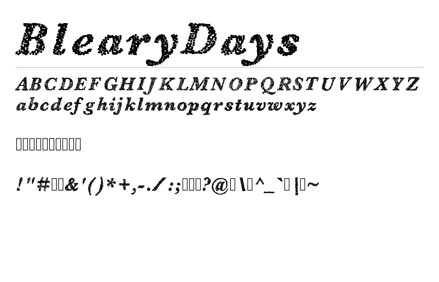 BlearyDays Font preview