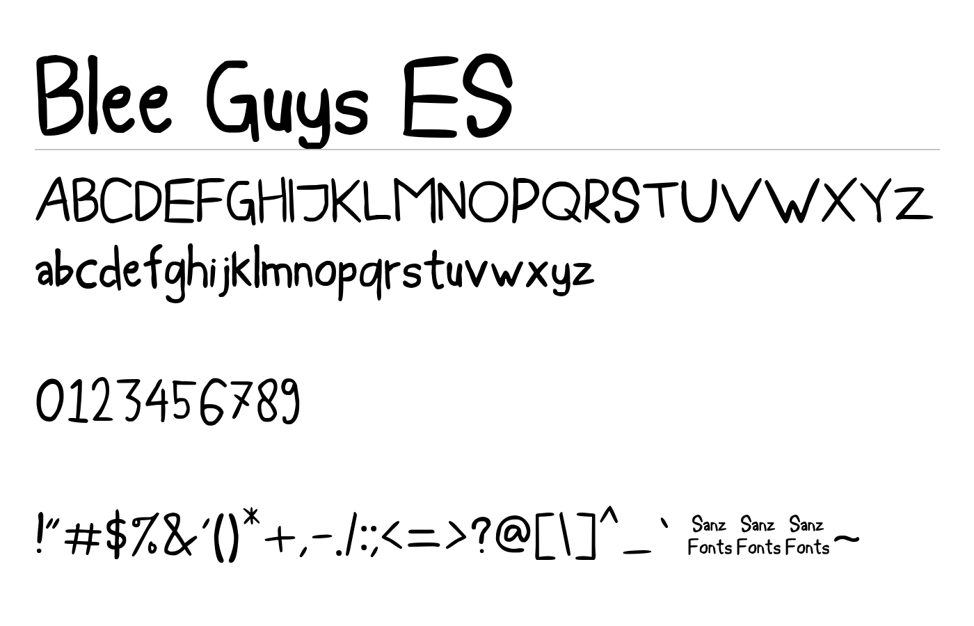 Blee Guys ES Font preview
