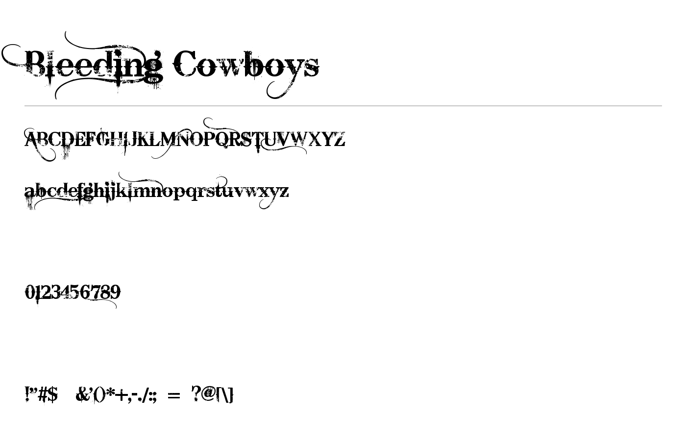 Bleeding Cowboys Font preview