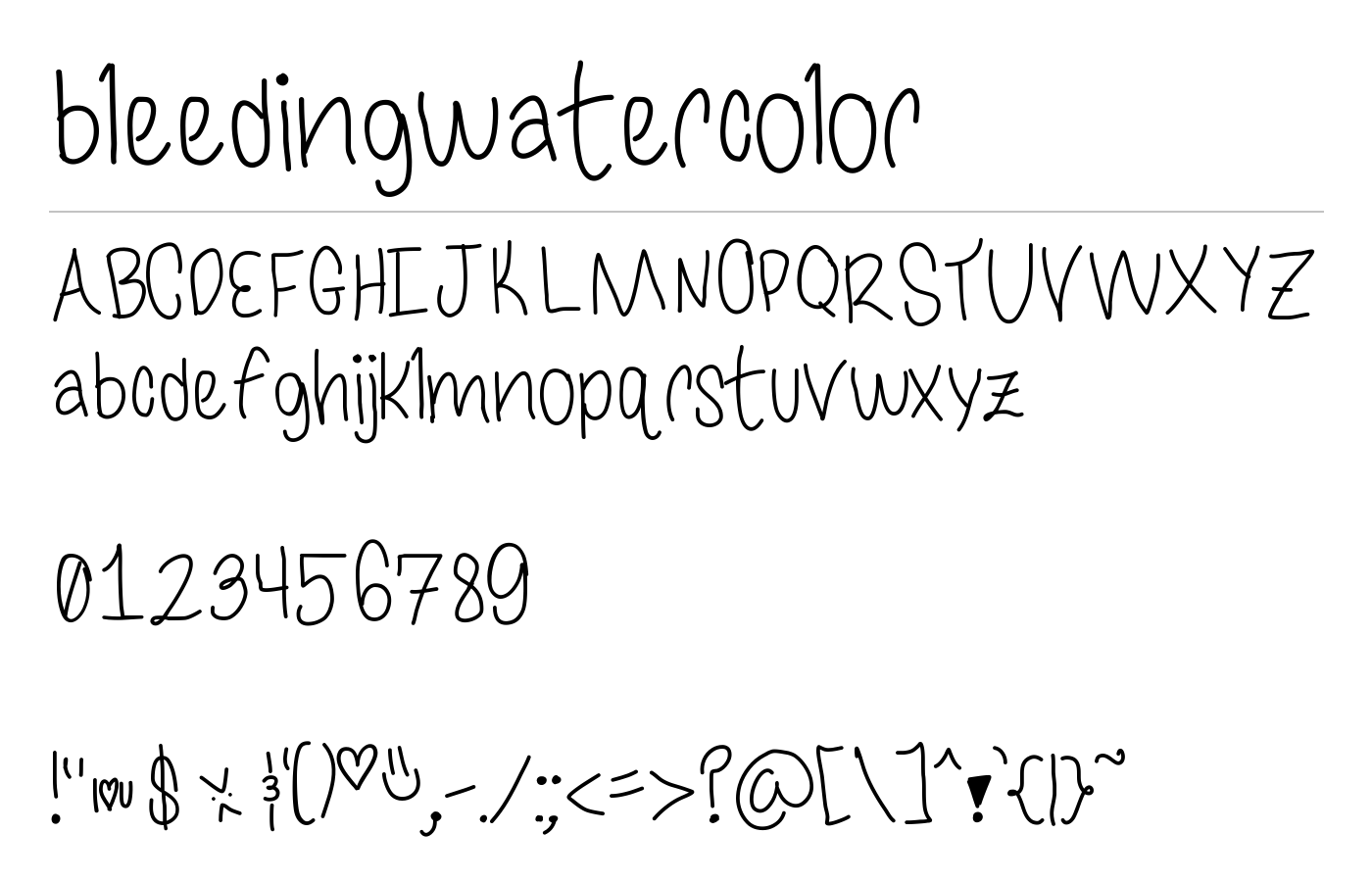 bleedingwatercolor Font preview
