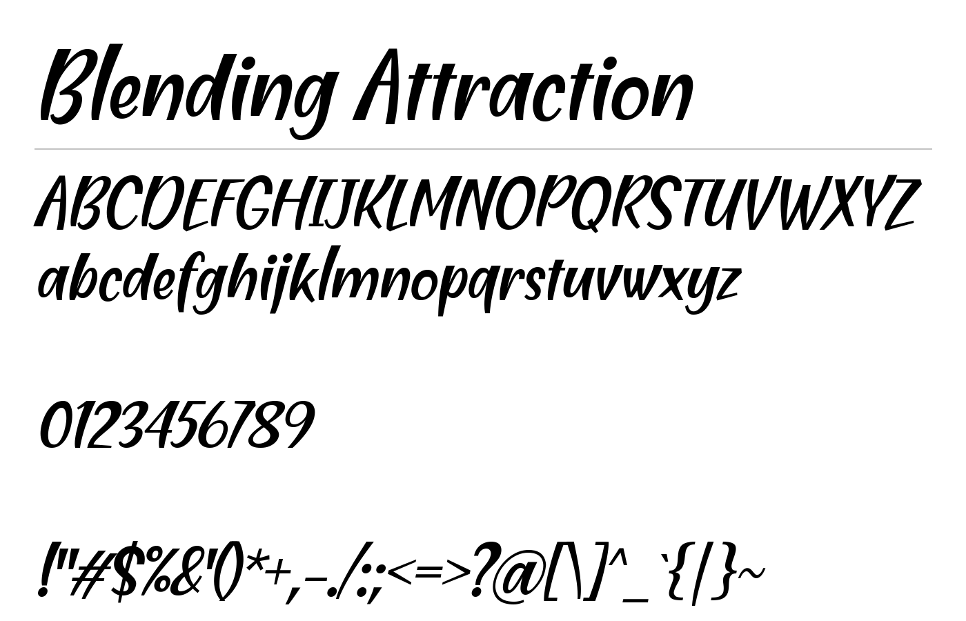 Blending Attraction Font preview