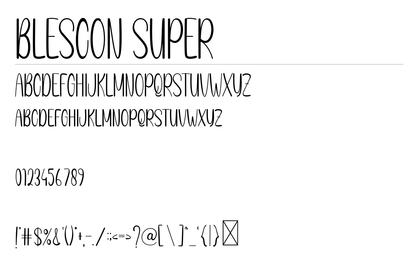 BLESCON SUPER Font preview