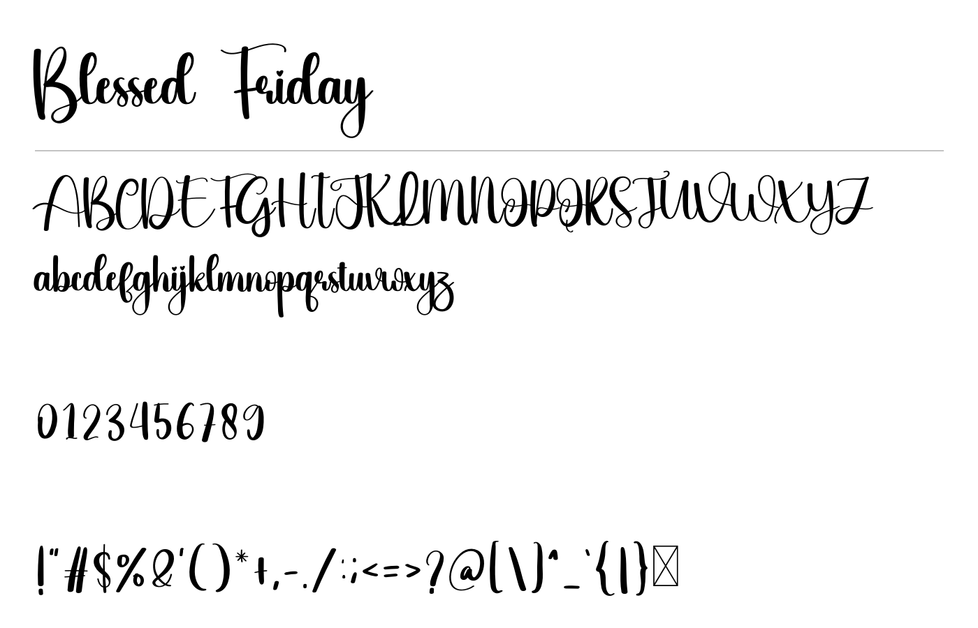 Blessed Friday Font preview
