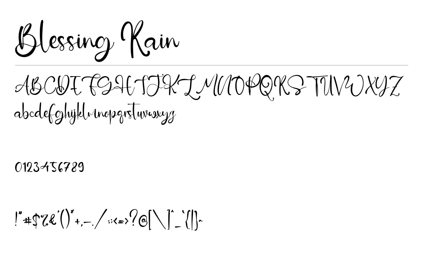 Blessing Rain Font preview