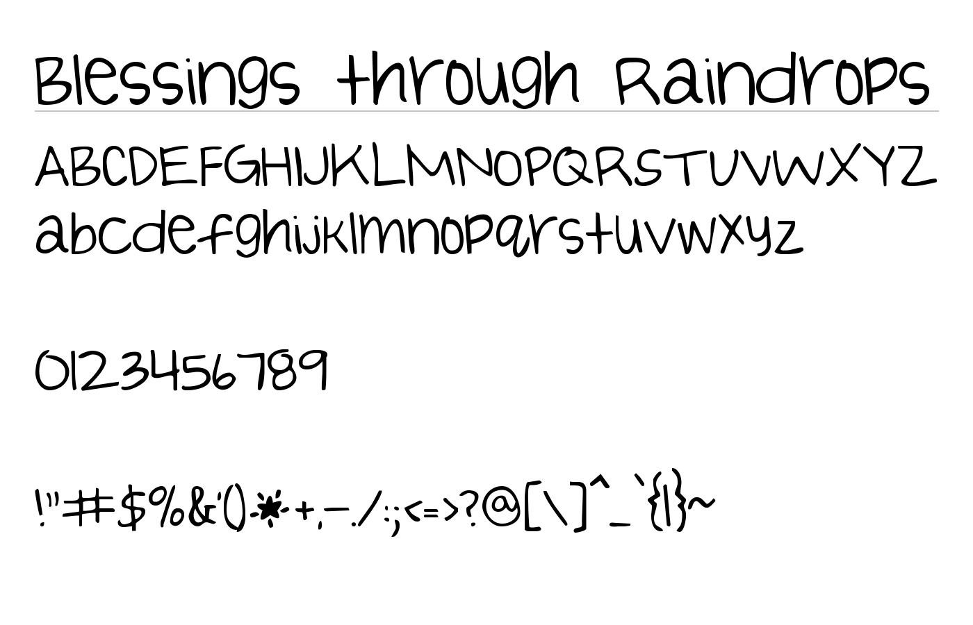 Blessings through Raindrops Font preview