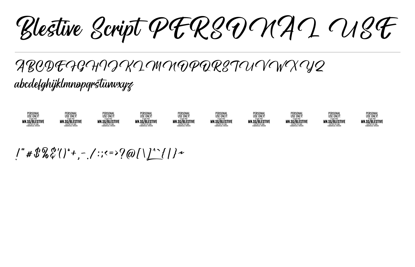 Blestive Script PERSONAL USE Font preview