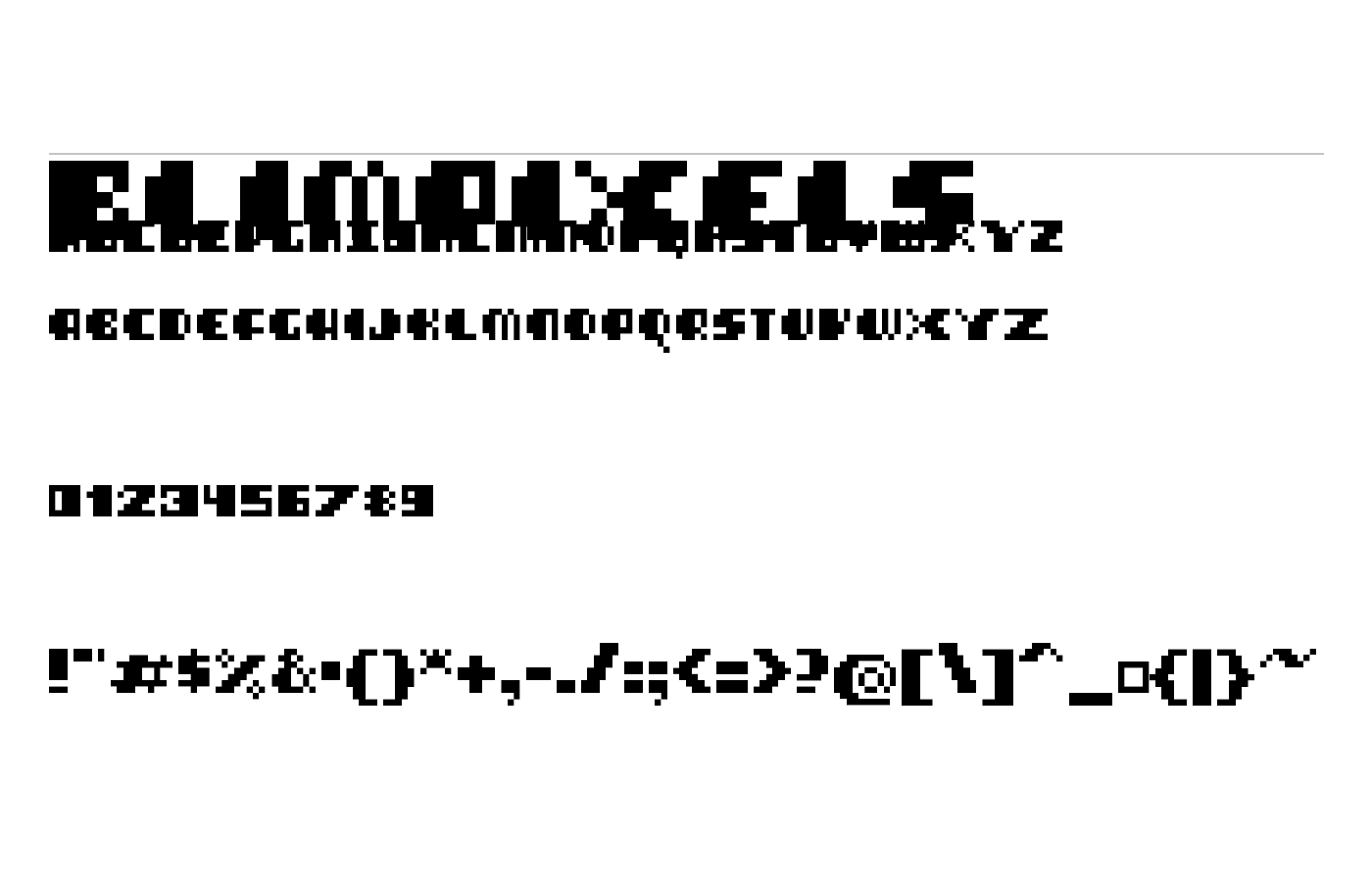 Blimpixels Font preview