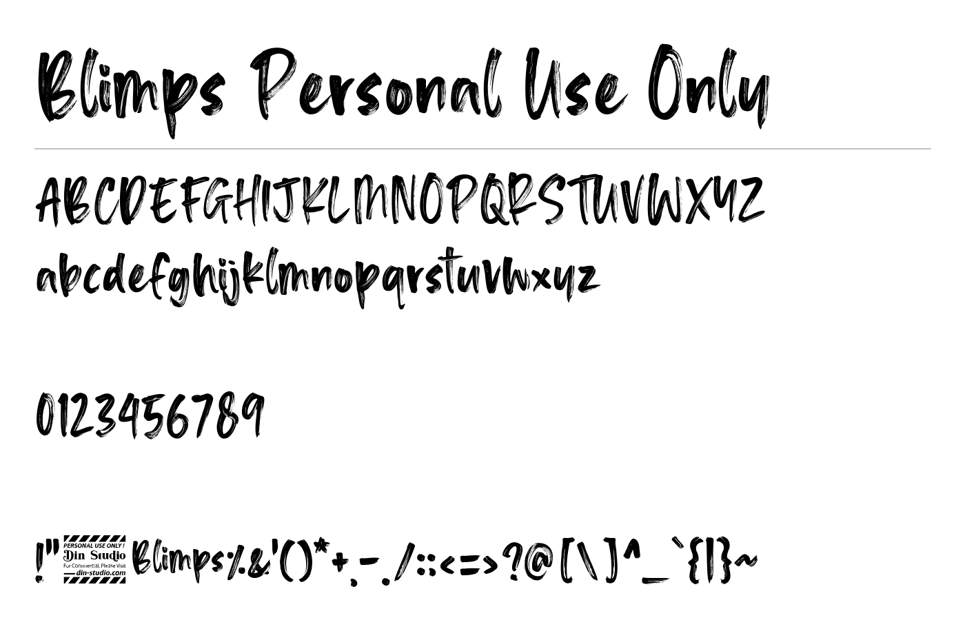 Blimps Personal Use Only Font preview