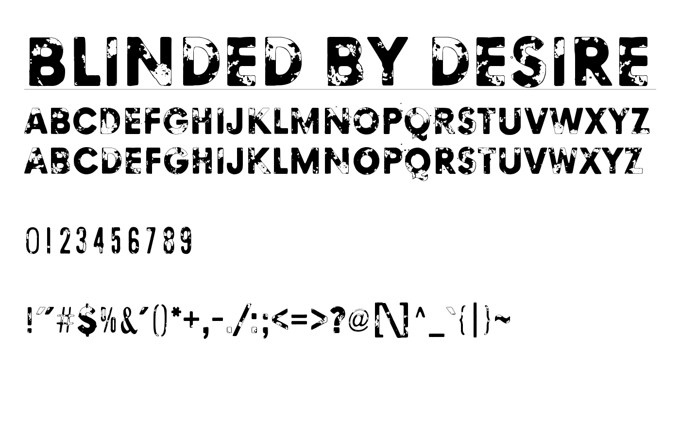 Blinded by desire Font preview