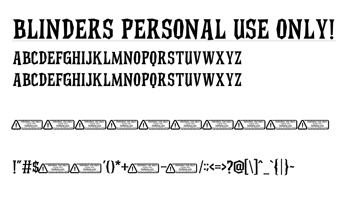 Blinders PERSONAL USE ONLY! Font preview