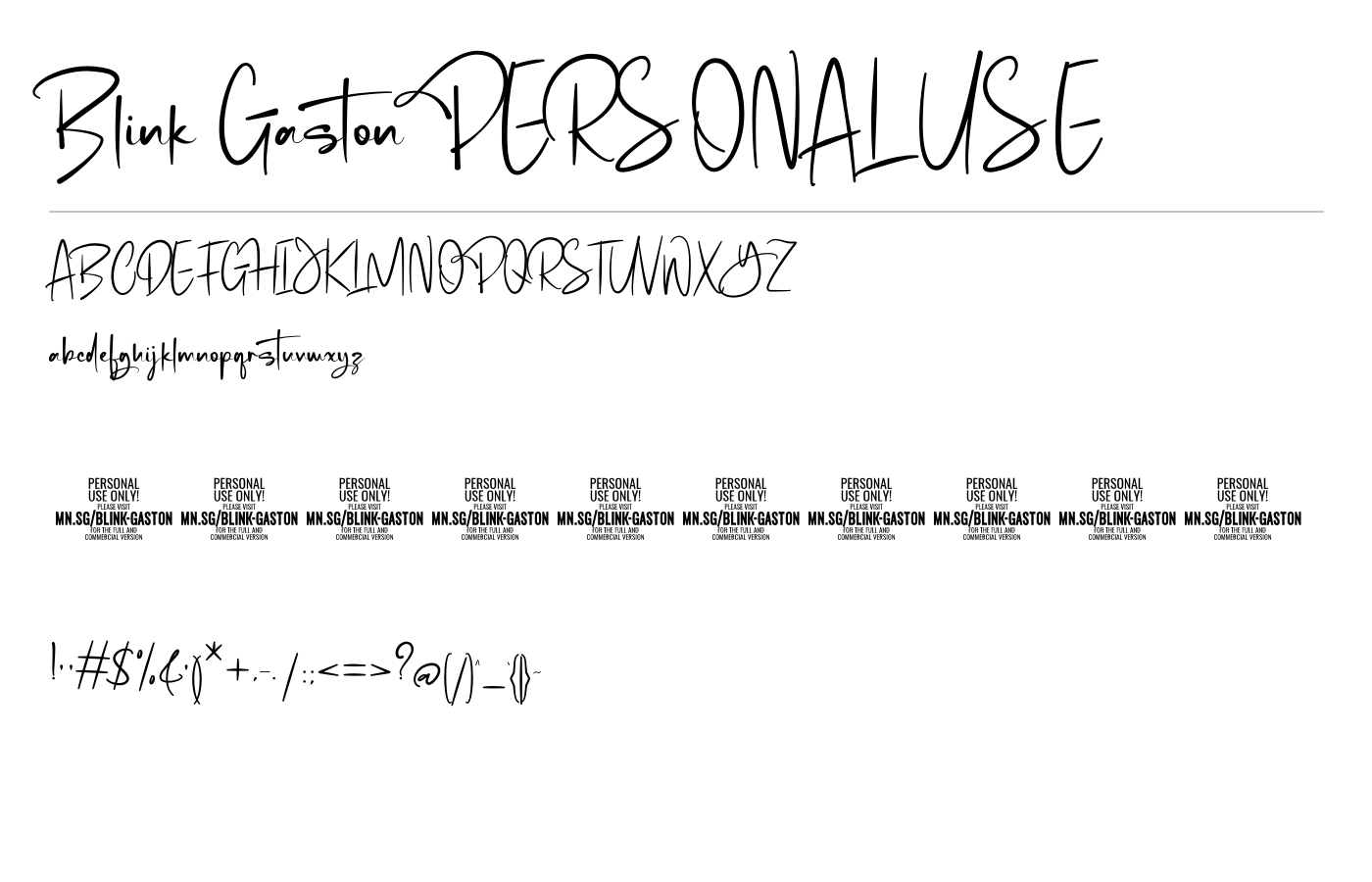 Blink Gaston PERSONAL USE Font preview