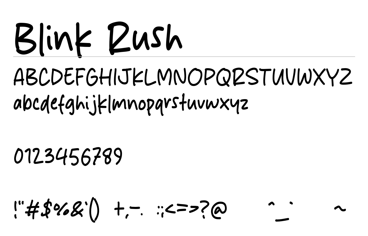 Blink Rush Font preview