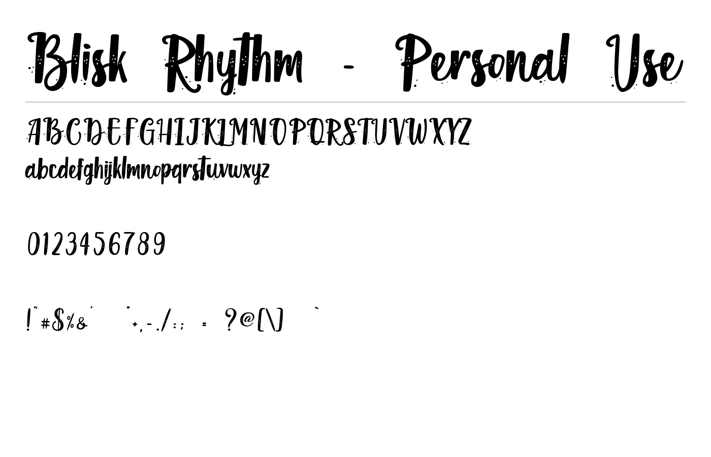 Blisk Rhythm - Personal Use Font preview