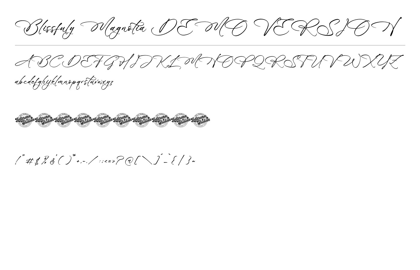 Blissfuly Magnotia DEMO VERSION Font preview
