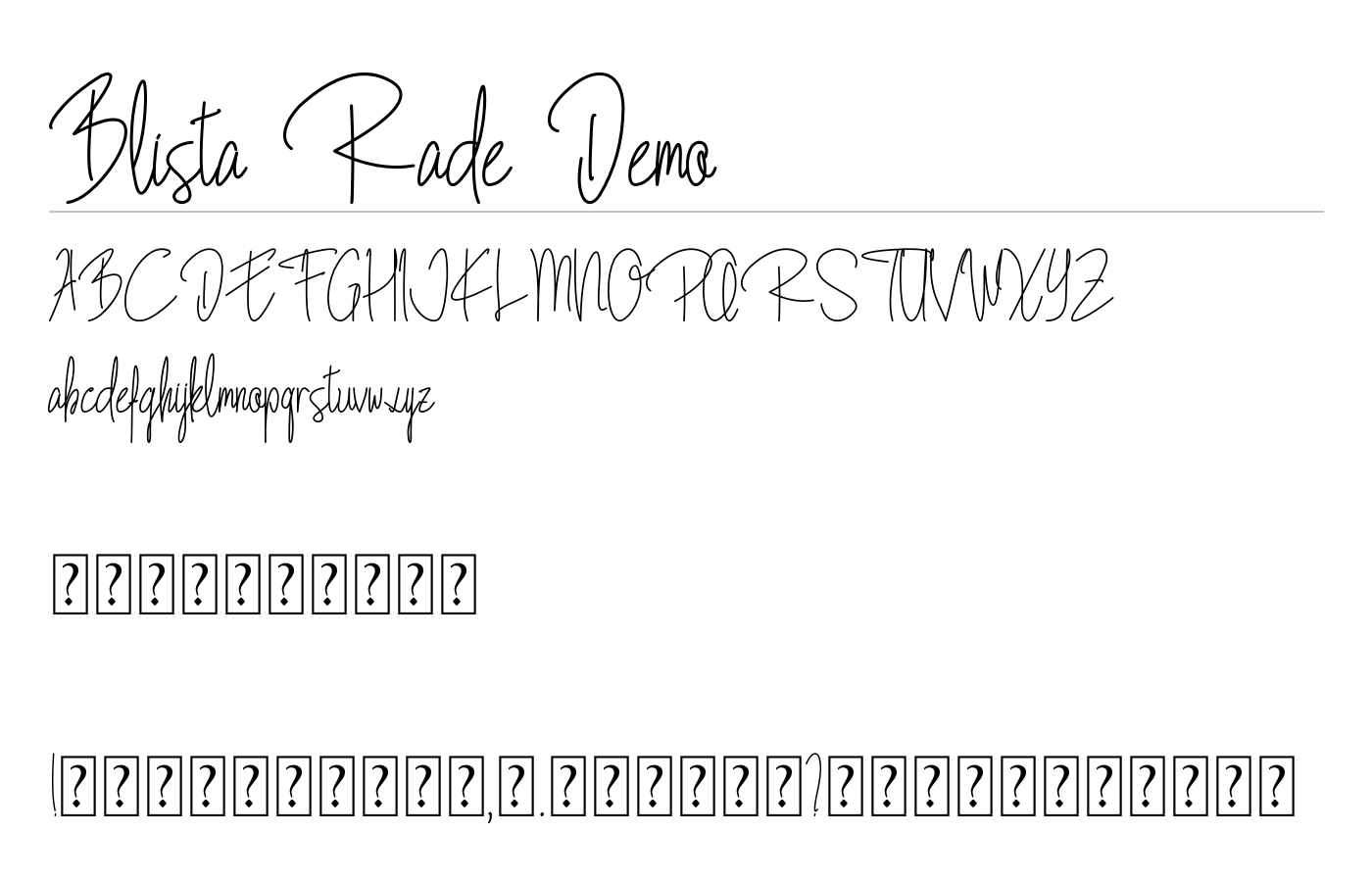 Blista Rade Demo Font preview