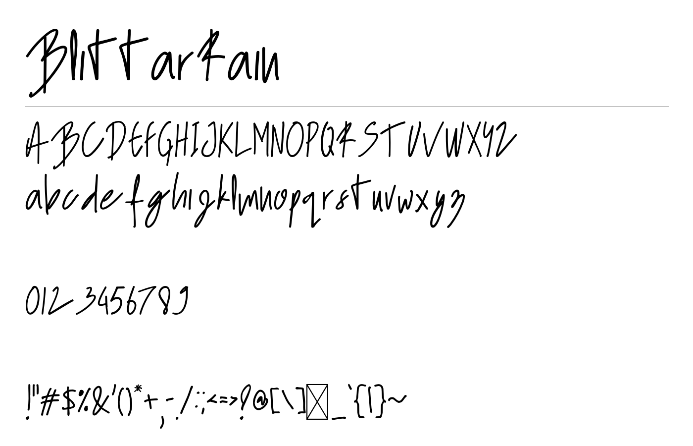 BlittarRain Font preview