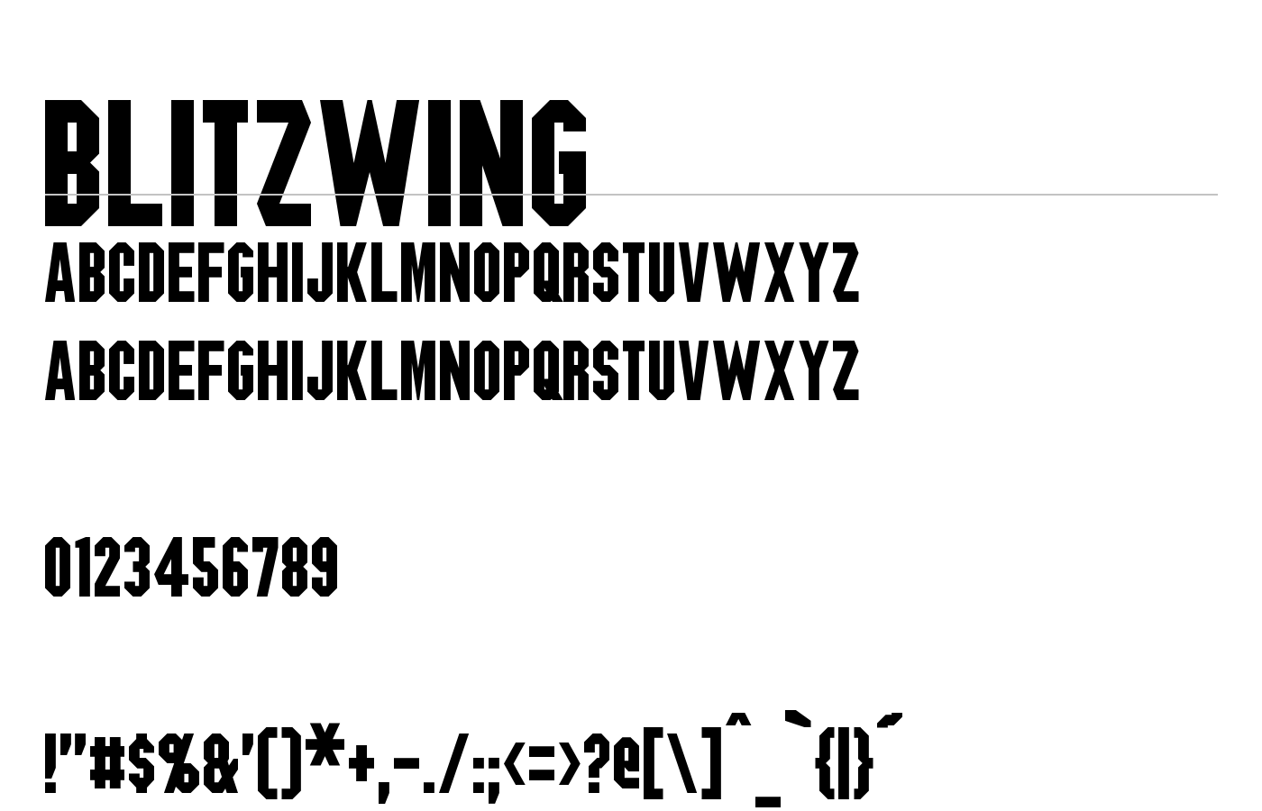 Blitzwing Font preview