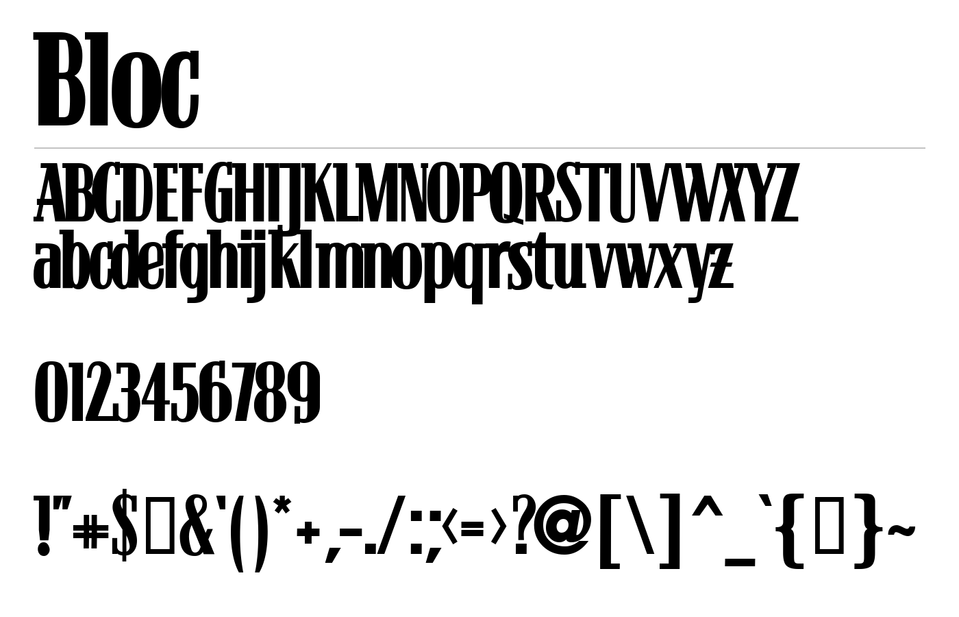 Bloc Regular Font preview