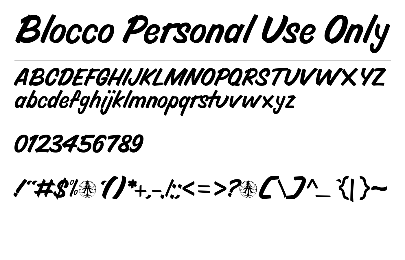 Blocco Personal Use Only Font preview