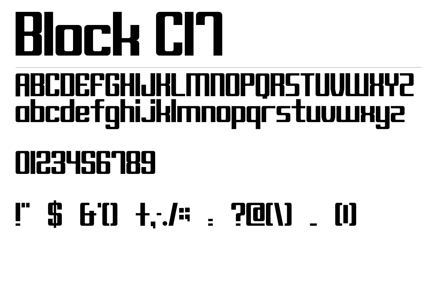 Block C17 Font preview