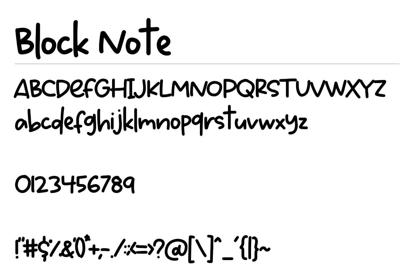 Block Note Font preview