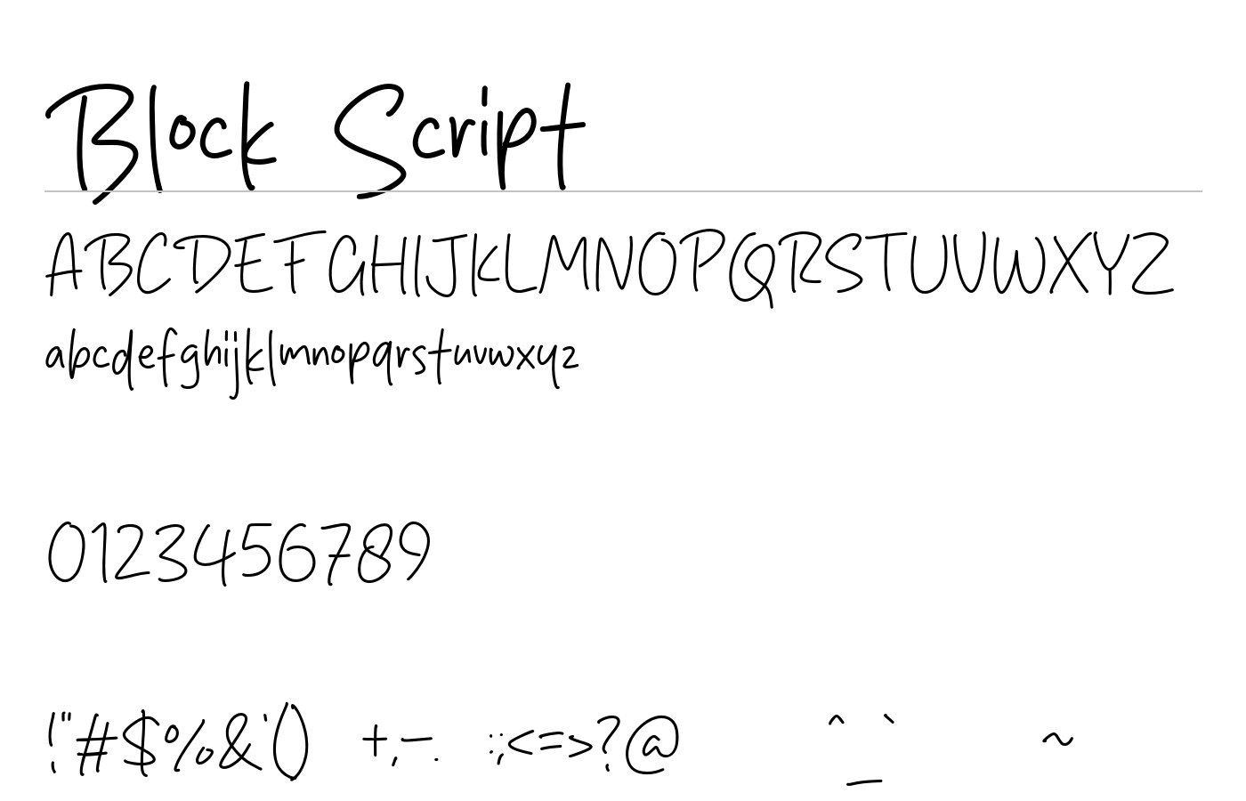 Block Script Font preview