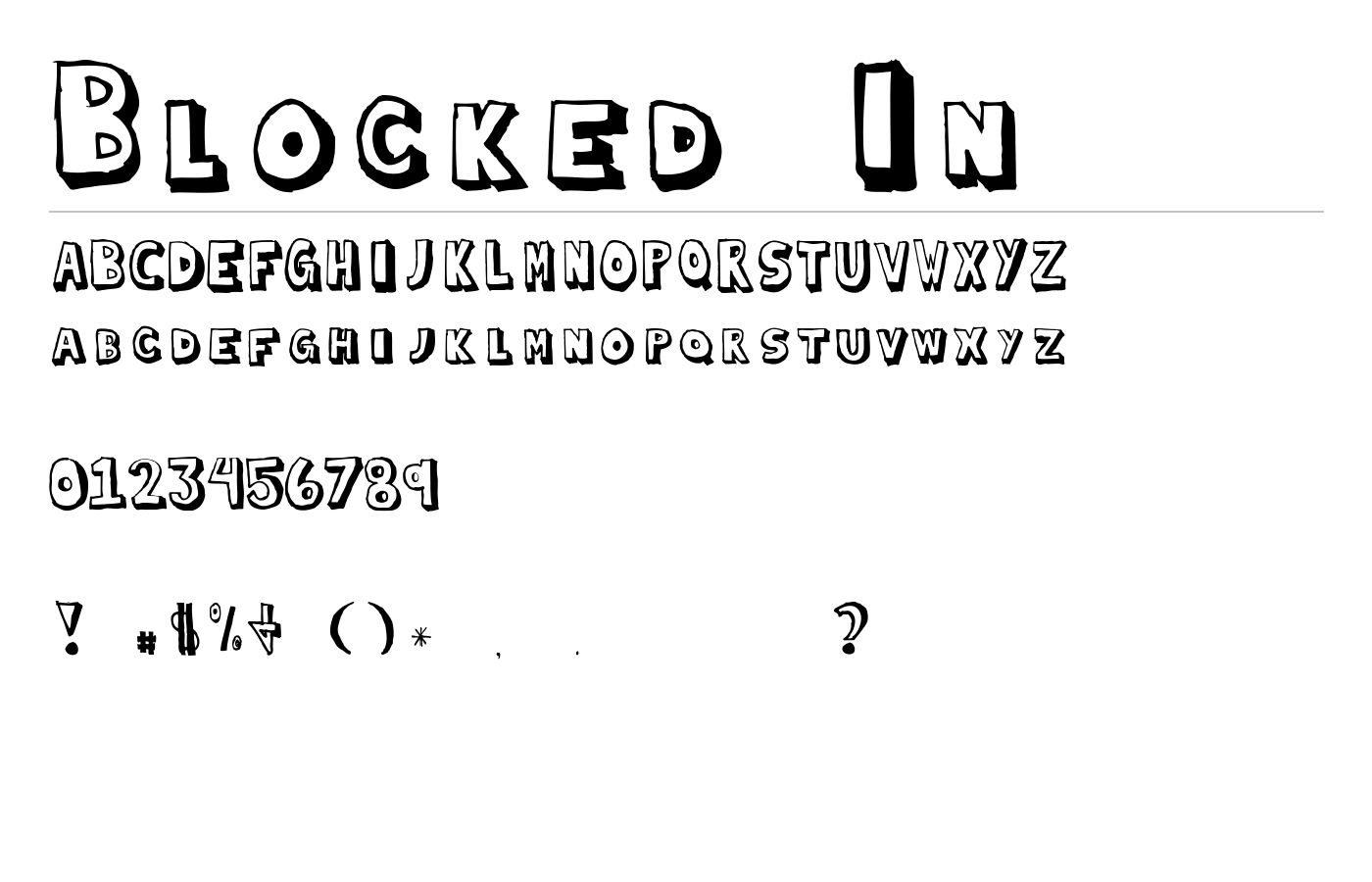 Blocked In Font preview