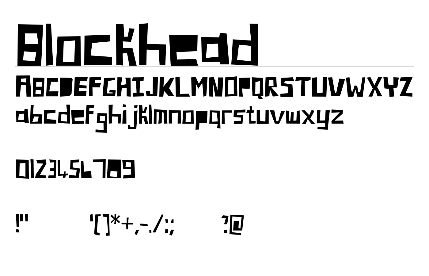 Blockhead Font preview